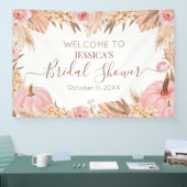 Boho Pampas Pink Pumpkin bridal shower Welcome 横断幕 (トレードショー)
