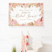 Boho Pampas Pink Pumpkin bridal shower Welcome  横断幕 (インサイチュ)