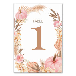 Boho Pampas pink  Pumpkin Table number テーブルナンバー