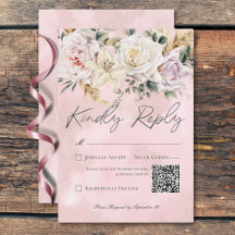 Boho Pampas & Pink Rosesの結婚QRコード