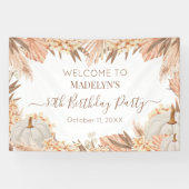 Boho Pampas Pumpkin birthday party Welcome banner 横断幕 (横)
