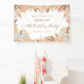 Boho Pampas Pumpkin birthday party Welcome banner 横断幕 (インサイチュ)