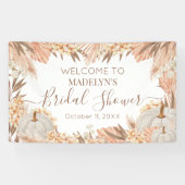 Boho Pampas Pumpkin bridal shower Welcome banner 横断幕 (横)