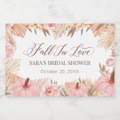 Boho Pampas Pumpkin pink Fall Sparkling Wine Label スパークリングワインラベル (シングルラベル)