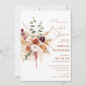 Boho Pampas Terracotta Bridal Shower Invitation 招待状 (正面)