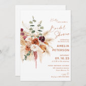 Boho Pampas Terracotta Bridal Shower Invitation 招待状 (正面/裏面)