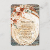Boho Pampas Wedding Details – Rustic Wood Info エンクロージャーカード (正面)
