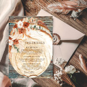 Boho Pampas Wedding Details – Rustic Wood Info エンクロージャーカード