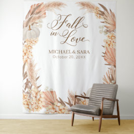 Boho Pampas White Pumpkin backdrop fall banner  タペストリー