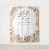 Boho Pampas White Pumpkin backdrop fall banner  タペストリー (正面)