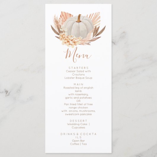 Boho Pampas white Pumpkin fall メニュー (正面)