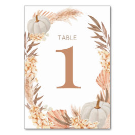 Boho Pampas white Pumpkin Table number テーブルナンバー