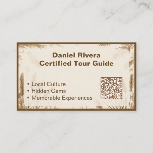 Boho Pampas Wilderness Earth Tone Tour Guide Beige 名刺 (正面)