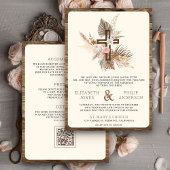 Boho Pampas Wood Cross All in One 結婚 Catholic's 招待状