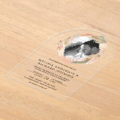 Boho Pampas Wreath Photo Dried Palm Leaves Wedding アクリル招待状 (レイダウン)