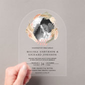 Boho Pampas Wreath Photo Dried Palm Leaves Wedding アクリル招待状 (インサイチュ (ポータブル))