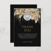 Boho Papmas Grass Disco Ball Black Baby Shower サンキューカード (正面/裏面)