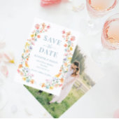 Boho Pastel牧草地の花の日付写真を保存 招待状