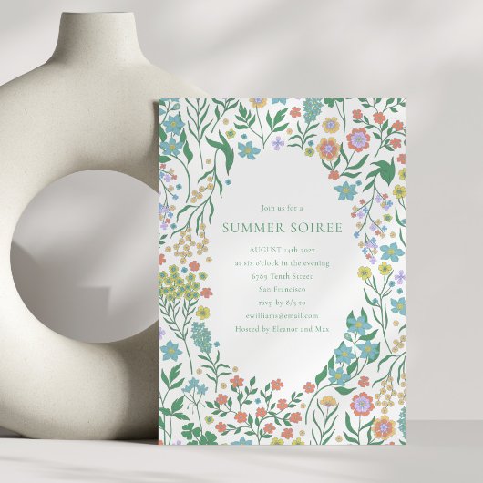 Boho Pastel Blue Wildflower Whimsy Summer Soiree 招待状