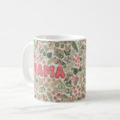 Boho Pastel Green and Pink Floral Pattern Mama コーヒーマグカップ (正面左)