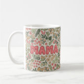Boho Pastel Green and Pink Floral Pattern Mama コーヒーマグカップ (左)