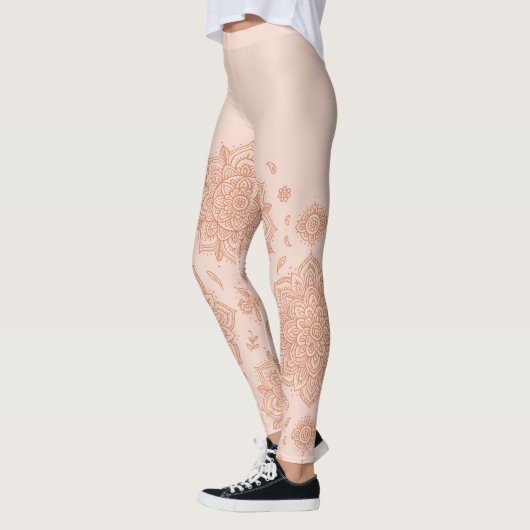 Boho Pastel Terracotta Mandala  レギンス (左)
