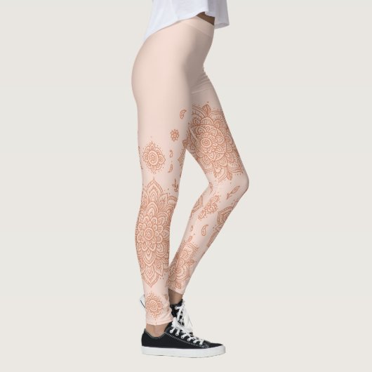 Boho Pastel Terracotta Mandala  レギンス (右)