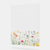 Boho Pastel Wildflower Wedding Welcome アクリルサイン (傾斜)