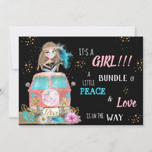 * Boho Peace & Love Hippie Baby GIRL招待状 招待状