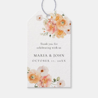 Boho Peach & Blush Floral Wedding Gift Tags ギフトタグ