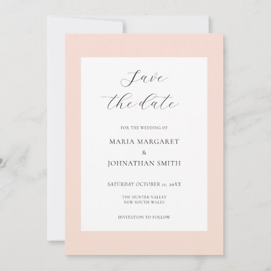 Boho Peach & Blush Floral Wedding Save the Date 招待状 (裏面)