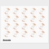 Boho Peach & Blush Floral Wedding Stickers ラウンドシール (シート)