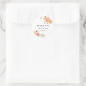 Boho Peach & Blush Floral Wedding Stickers ラウンドシール (バッグ)