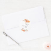Boho Peach & Blush Floral Wedding Stickers ラウンドシール (封筒)