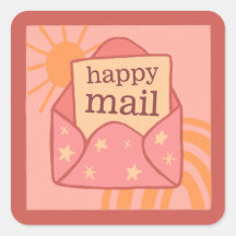 Boho peach happy mail small businessステッカー