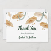 Boho Peach Wildflower & Sage Green Wedding サンキューカード (正面)