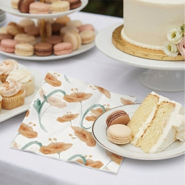 Boho Peach Wildflower & Sage Green Wedding スタンダードカクテルナプキン