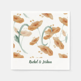 Boho Peach Wildflower & Sage Green Wedding スタンダードカクテルナプキン