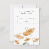Boho Peach Wildflower & Sage Green Wedding 出欠カード (正面)