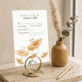 Boho Peach Wildflower & Sage Green Wedding 出欠カード