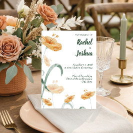 Boho Peach Wildflower & Sage Green Wedding 招待状