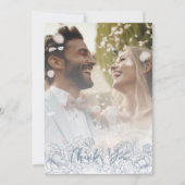 Boho Periwinkleブルーモダンフローラエレガント写真 サンキューカード (正面)