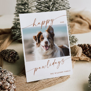 Boho Petモダン写真クリスマスホリデーカード 招待状