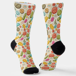 Boho Pharmacy Socks (花と丸薬を入れたソックス自然) ソックス