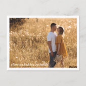 Boho Photoエレガントオレンジ色の花が日付を保存 ポストカード (裏面)