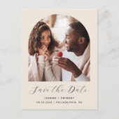 Boho Photoミニマル Arch Beige reen日付を保存 ポストカード (正面)