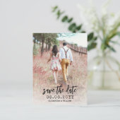 Boho Photoモダン Script日付はがきを保存 案内ポストカード (スタンド正面)