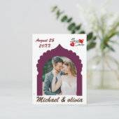 Boho Photo日付の保存 | ミニマモダンリスト 招待状 (スタンド正面)