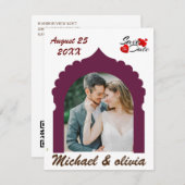 Boho Photo日付の保存 | ミニマモダンリスト 招待状 (正面/裏面)