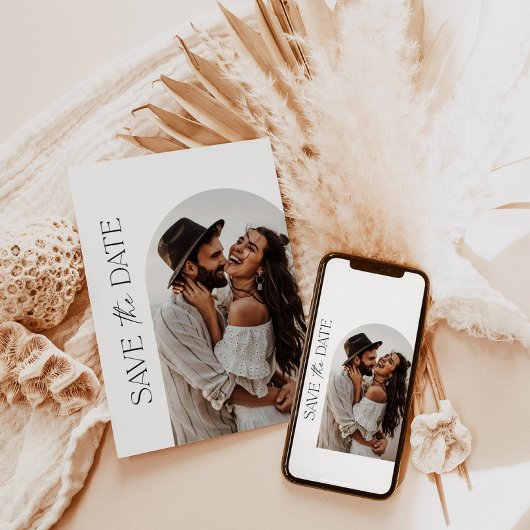 Boho Photo日付を保存し、ミニマリスト日付を保存 招待状